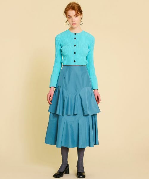 LANVIN en Bleu / ランバン オン ブルー ロング・マキシ丈スカート | メモリータッサーカーブティアードスカート | 詳細6