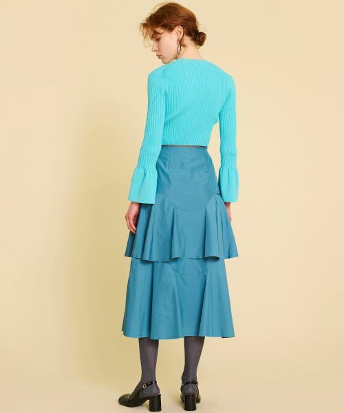 LANVIN en Bleu / ランバン オン ブルー ロング・マキシ丈スカート | メモリータッサーカーブティアードスカート | 詳細7