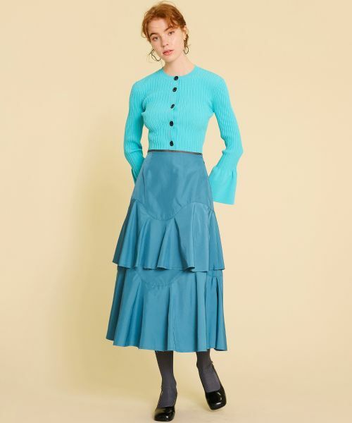 LANVIN en Bleu / ランバン オン ブルー ロング・マキシ丈スカート | メモリータッサーカーブティアードスカート | 詳細8