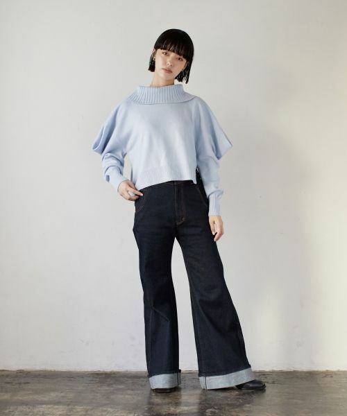 LANVIN en Bleu / ランバン オン ブルー その他パンツ | ロールアップフレアデニムパンツ | 詳細10