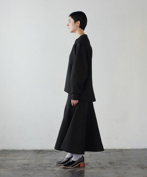 LANVIN en Bleu ダンボールフレアスカート　ブラック　サイズ38 セール】 ダンボールトランペットフレアスカート （ロング