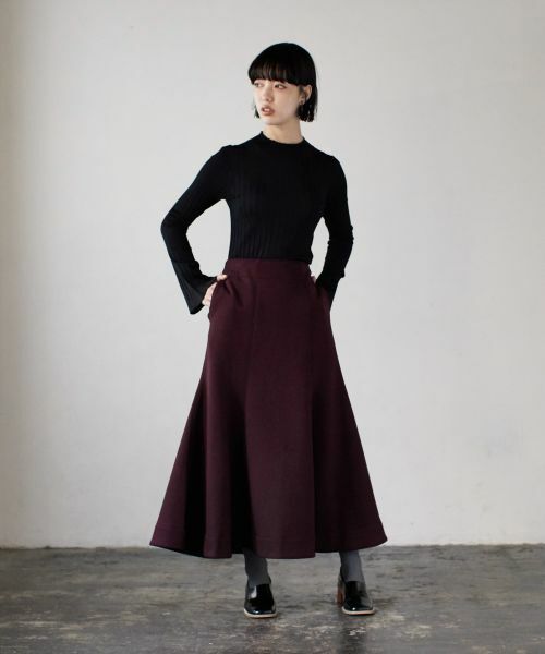 LANVIN en Bleu ダンボールフレアスカート　ブラック　サイズ38 セール】 ダンボールトランペットフレアスカート （ロング