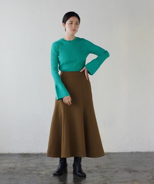 LANVIN en Bleu / ランバン オン ブルー ロング・マキシ丈スカート | ダンボールトランペットフレアスカート | 詳細8