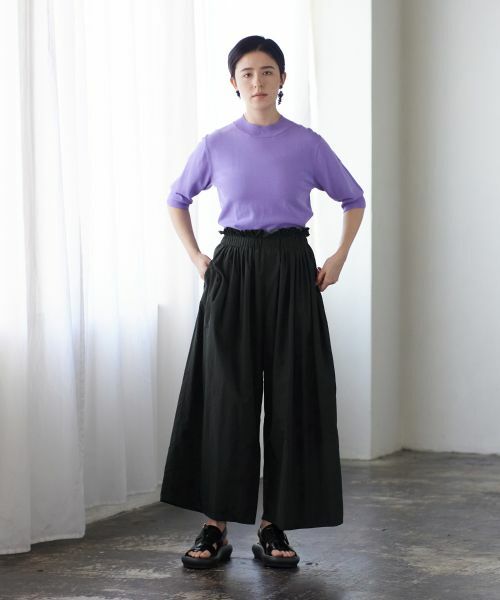 LANVIN en Bleu / ランバン オン ブルー その他パンツ | 速乾ナイロンピンタッククロップドパンツ | 詳細19