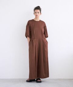 LANVIN en Bleu / ランバン オン ブルー ドレス | コットンサテンバルーンスリーブオールインワン