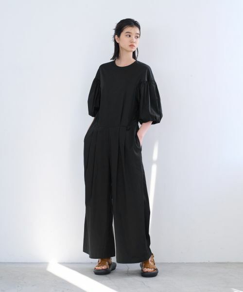 LANVIN en Bleu / ランバン オン ブルー ドレス | コットンサテンバルーンスリーブオールインワン | 詳細10