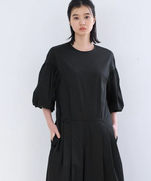 LANVIN en Bleu / ランバン オン ブルー ドレス | コットンサテンバルーンスリーブオールインワン | 詳細15