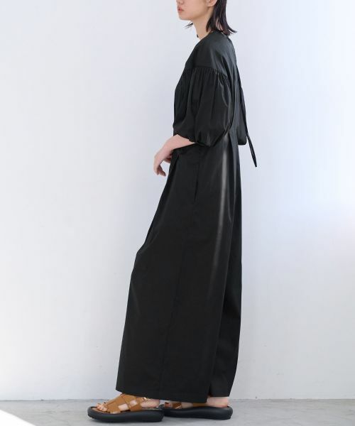 LANVIN en Bleu / ランバン オン ブルー ドレス | コットンサテンバルーンスリーブオールインワン | 詳細16