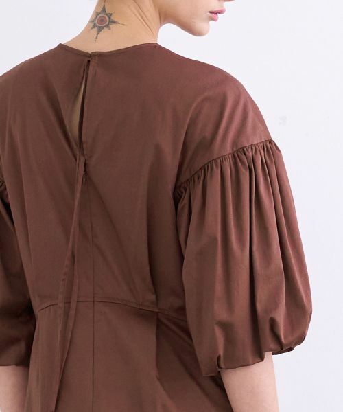 LANVIN en Bleu / ランバン オン ブルー ドレス | コットンサテンバルーンスリーブオールインワン | 詳細6