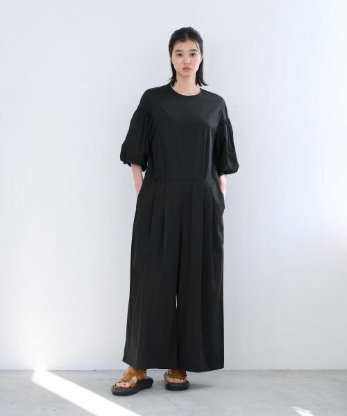 LANVIN en Bleu / ランバン オン ブルー ドレス | コットンサテンバルーンスリーブオールインワン | 詳細9