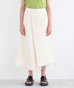 LANVIN en Bleu / ランバン オン ブルー ロング・マキシ丈スカート | 【セットアップ対応商品】ネップツイードトランペットフレアスカート