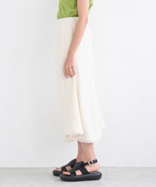 LANVIN en Bleu / ランバン オン ブルー ロング・マキシ丈スカート | 【セットアップ対応商品】ネップツイードトランペットフレアスカート | 詳細1