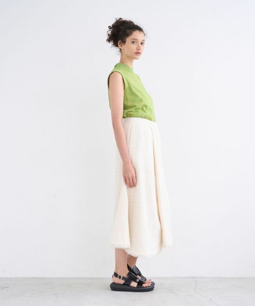 LANVIN en Bleu / ランバン オン ブルー ロング・マキシ丈スカート | 【セットアップ対応商品】ネップツイードトランペットフレアスカート | 詳細6