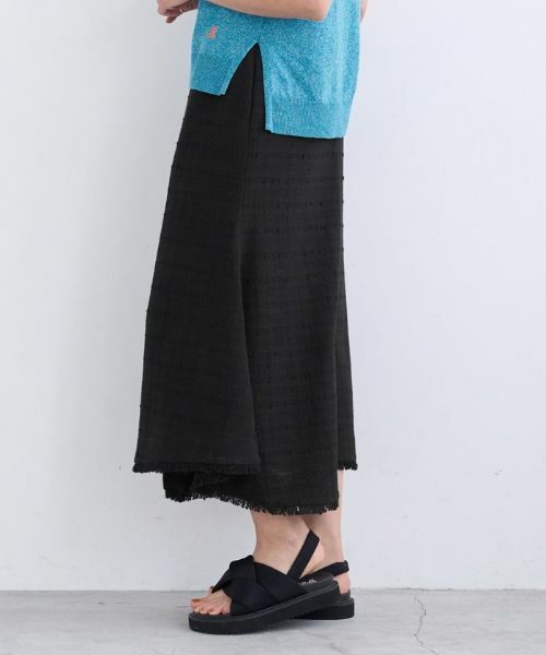 LANVIN en Bleu / ランバン オン ブルー ロング・マキシ丈スカート | 【セットアップ対応商品】ネップツイードトランペットフレアスカート | 詳細7