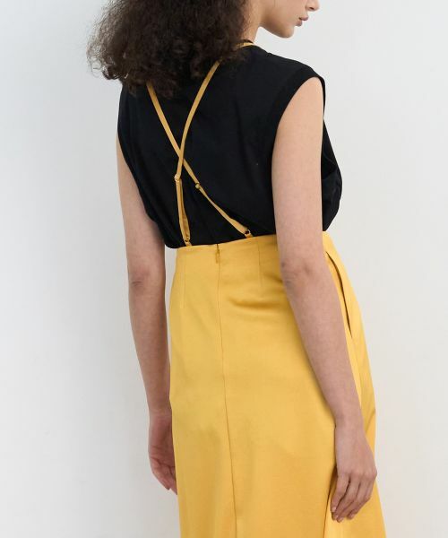 LANVIN en Bleu / ランバン オン ブルー ロング・マキシ丈スカート | エンボスサテンミニマルフレアスカート | 詳細4