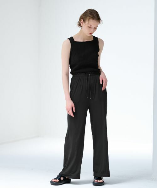 LANVIN en Bleu / ランバン オン ブルー その他パンツ | ランダムリブゴムワイドパンツ | 詳細1