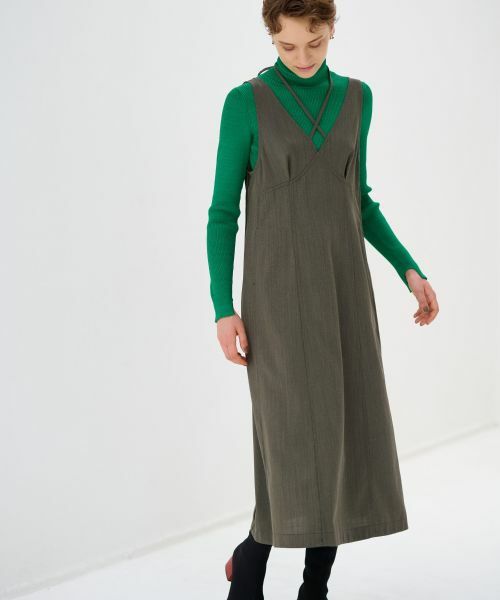 LANVIN en Bleu / ランバン オン ブルー ドレス | メランジウールキャミソールワンピース | 詳細9