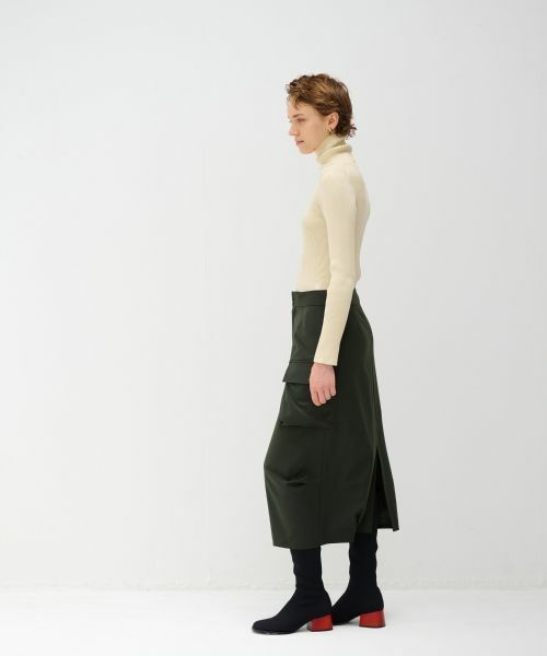 LANVIN en Bleu / ランバン オン ブルー ロング・マキシ丈スカート | ライトウールＩラインカーゴスカート | 詳細2