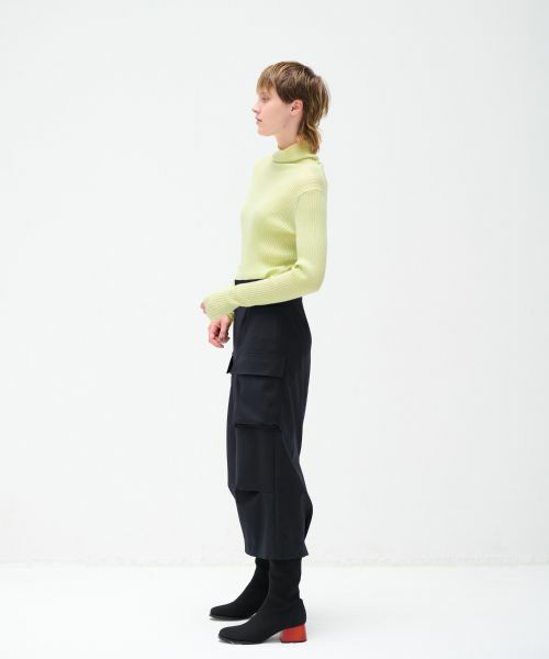 LANVIN en Bleu / ランバン オン ブルー ロング・マキシ丈スカート | ライトウールＩラインカーゴスカート | 詳細6