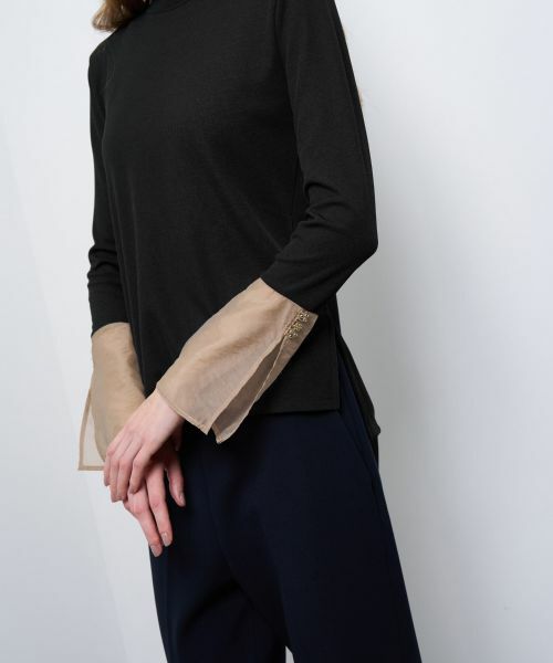 LANVIN en Bleu / ランバン オン ブルー Tシャツ | シアーカフスコンビカットソー | 詳細17