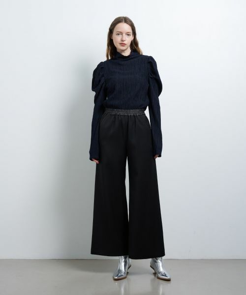 LANVIN en Bleu / ランバン オン ブルー その他パンツ | ウールカルゼゴムワイドパンツ | 詳細1