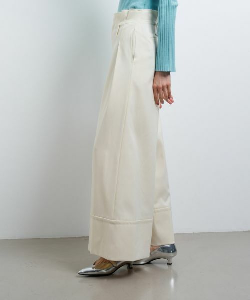 LANVIN en Bleu / ランバン オン ブルー その他パンツ | ウールツイルハイウエストワイドパンツ | 詳細2