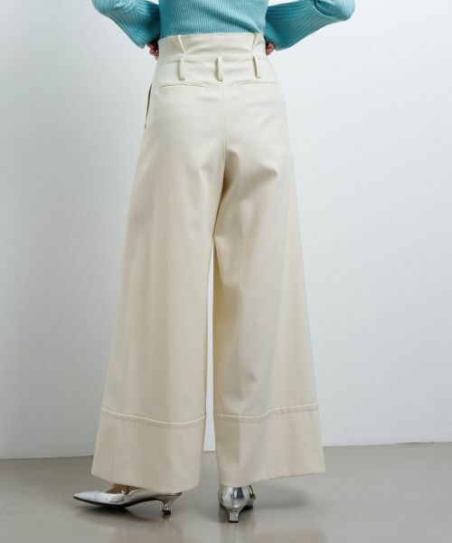 LANVIN en Bleu / ランバン オン ブルー その他パンツ | ウールツイルハイウエストワイドパンツ | 詳細3