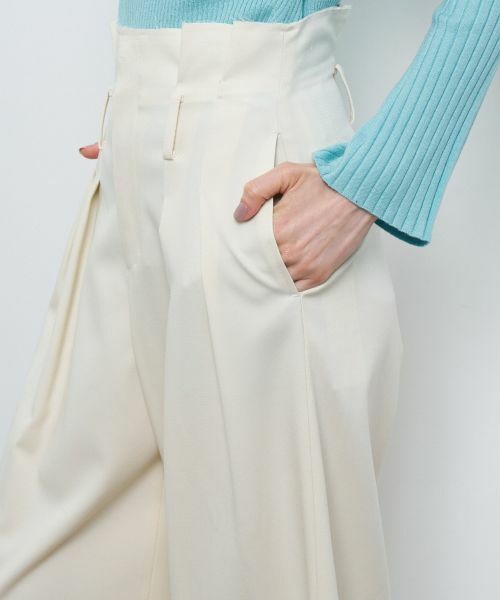 LANVIN en Bleu / ランバン オン ブルー その他パンツ | ウールツイルハイウエストワイドパンツ | 詳細4