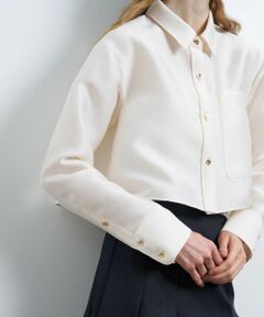 LANVIN en Bleu / ランバン オン ブルー シャツ・ブラウス | シルキーダブルクロスショートシャツ