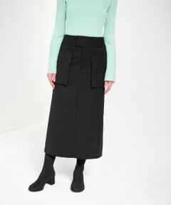 LANVIN en Bleu / ランバン オン ブルー ロング・マキシ丈スカート | PEスパンWクロスポケットIラインスカート