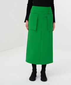 LANVIN en Bleu / ランバン オン ブルー ロング・マキシ丈スカート | PEスパンWクロスポケットIラインスカート