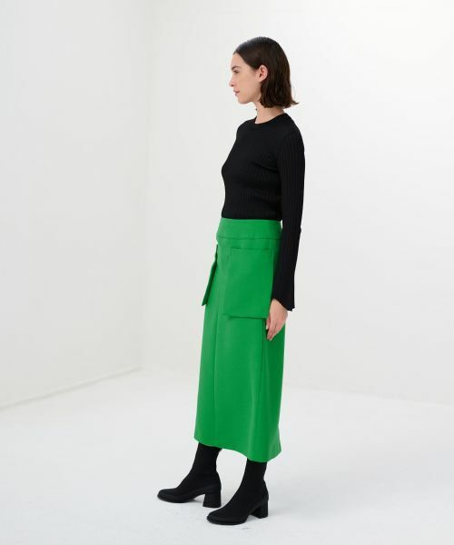 LANVIN en Bleu / ランバン オン ブルー ロング・マキシ丈スカート | PEスパンWクロスポケットIラインスカート | 詳細6