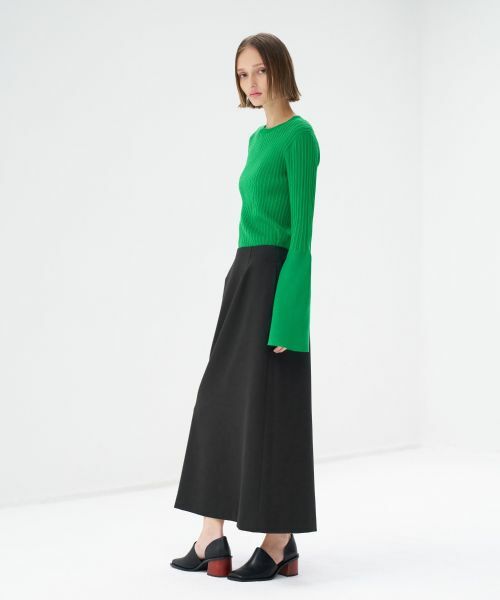 LANVIN en Bleu / ランバン オン ブルー ロング・マキシ丈スカート | ウールサテンセミフレアスカート | 詳細2