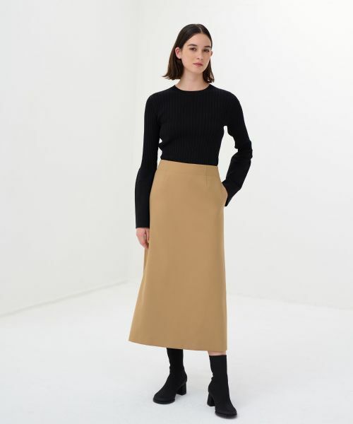 LANVIN en Bleu / ランバン オン ブルー ロング・マキシ丈スカート | ウールサテンセミフレアスカート | 詳細4