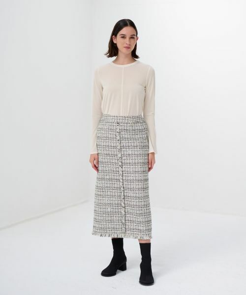 LANVIN en Bleu / ランバン オン ブルー ロング・マキシ丈スカート | ミックスツイードスカート | 詳細4