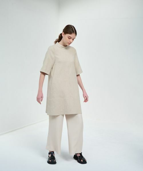 LANVIN en Bleu / ランバン オン ブルー ドレス | スラブメランジスタンドチュニックワンピース | 詳細4