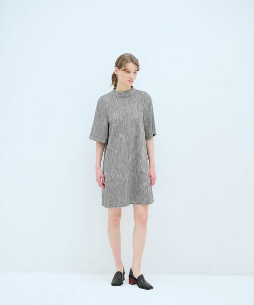 LANVIN en Bleu / ランバン オン ブルー ドレス | スラブメランジスタンドチュニックワンピース | 詳細6