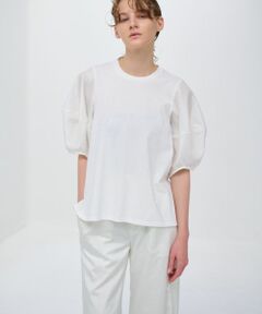 LANVIN en Bleu / ランバン オン ブルー Tシャツ | 袖布帛コンビカットソー