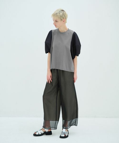 LANVIN en Bleu / ランバン オン ブルー Tシャツ | 袖布帛コンビカットソー | 詳細8