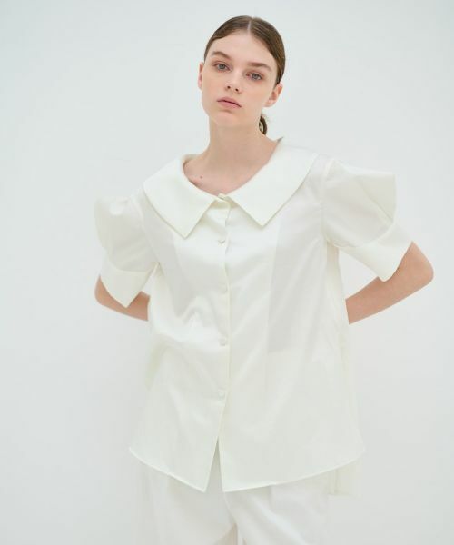 LANVIN en Bleu / ランバン オン ブルー シャツ・ブラウス | オープンネックコットンサテンブラウス | 詳細4