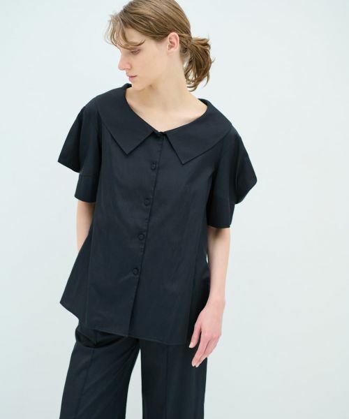 LANVIN en Bleu / ランバン オン ブルー シャツ・ブラウス | オープンネックコットンサテンブラウス | 詳細7
