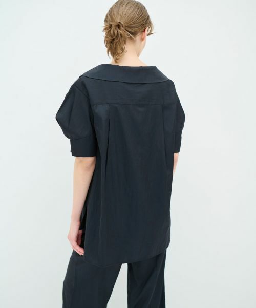 LANVIN en Bleu / ランバン オン ブルー シャツ・ブラウス | オープンネックコットンサテンブラウス | 詳細8