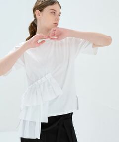 LANVIN en Bleu / ランバン オン ブルー Tシャツ | アシンメフリルＴシャツ