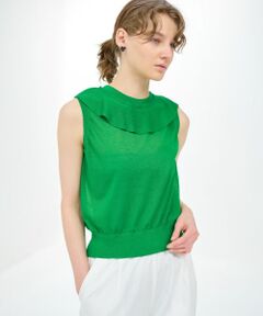 LANVIN en Bleu / ランバン オン ブルー ニット・セーター | フリルカラーノースリーブニット