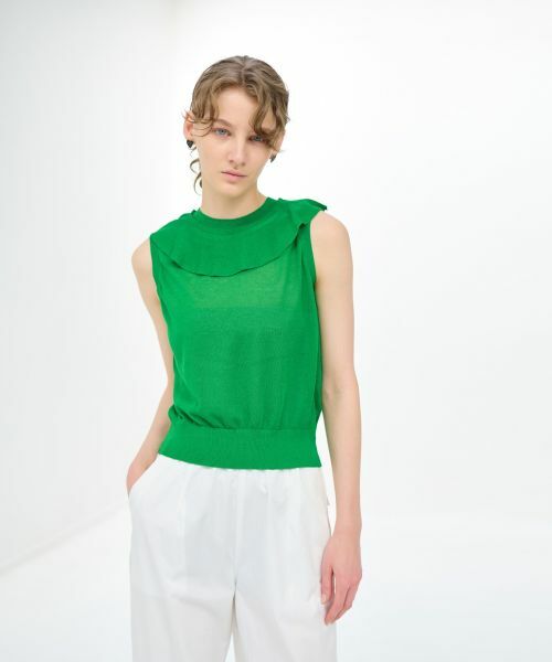 LANVIN en Bleu / ランバン オン ブルー ニット・セーター | フリルカラーノースリーブニット | 詳細16