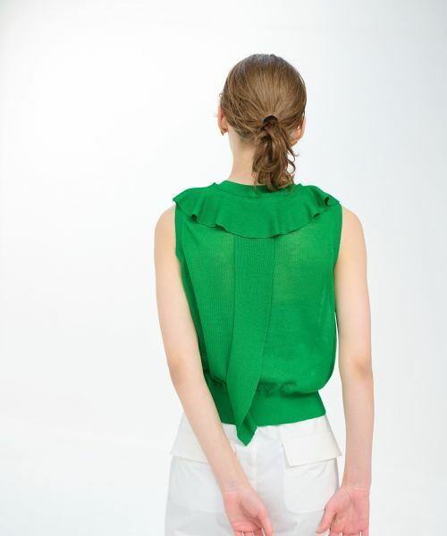 LANVIN en Bleu / ランバン オン ブルー ニット・セーター | フリルカラーノースリーブニット | 詳細17