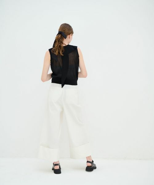 LANVIN en Bleu / ランバン オン ブルー ニット・セーター | フリルカラーノースリーブニット | 詳細7