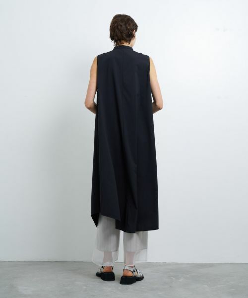 Cepicaパール付きアシメヘムワンピース　ブルー ベルト付きアシメペプラムタイトワンピース（マキシ丈/ロング