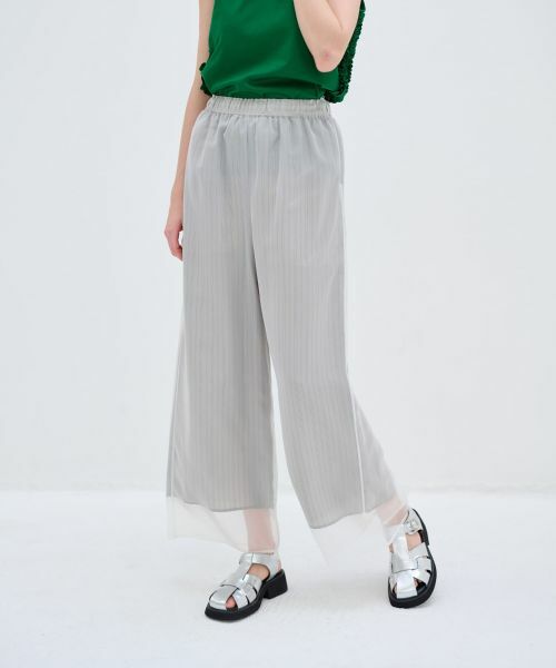 LANVIN en Bleu / ランバン オン ブルー その他パンツ | シアーストライプワイドパンツ | 詳細1