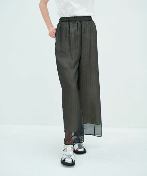 LANVIN en Bleu / ランバン オン ブルー その他パンツ | シアーストライプワイドパンツ | 詳細6